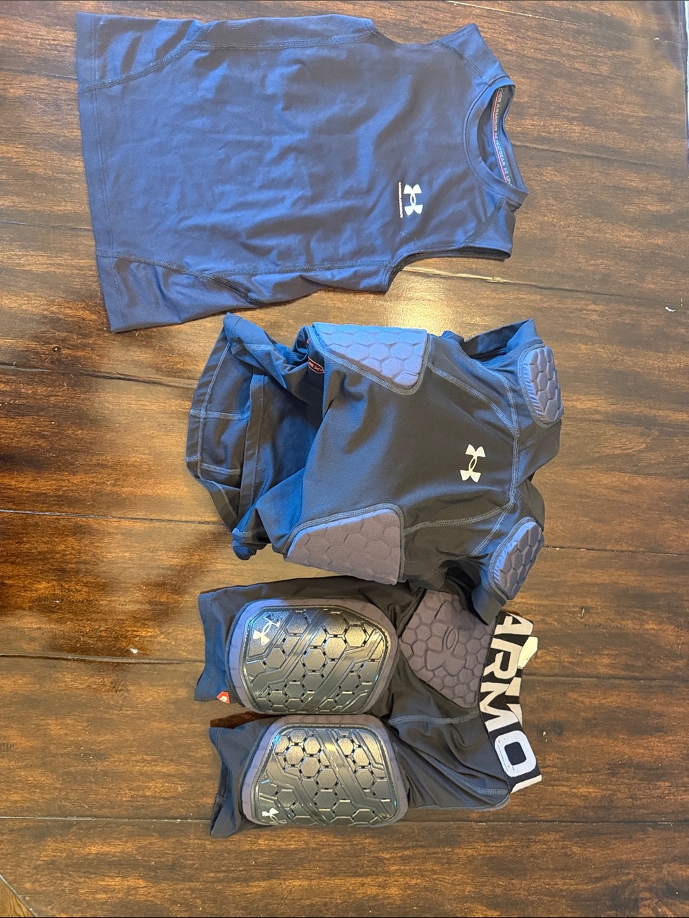 Under Armour Black Compression Tank with Padded Protective Shorts and Knee Pads
